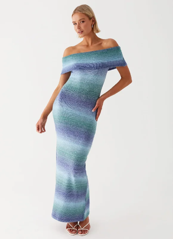 Stock Clearance Clarity Knit Maxi Dress - Blue Ombre