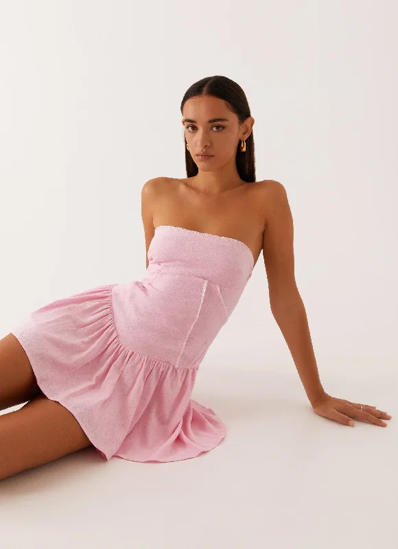 Final Markdown Larnie Linen Mini Dress - Pink