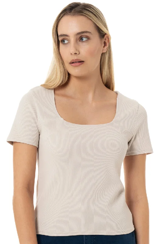 Savings Bonanza Ribbed Top _ 150052 _ Beige