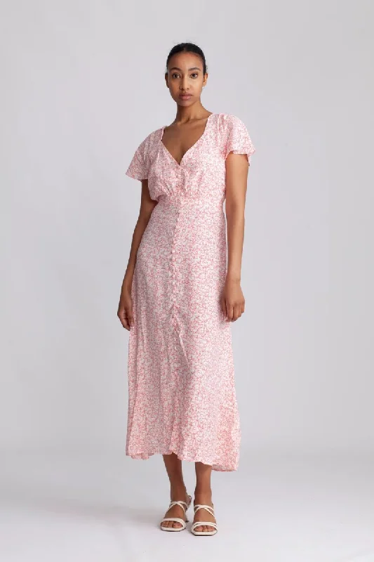 Great Deals AURELIE MIDI DRESS-MICRO CALLA PRINT/VERMILLION